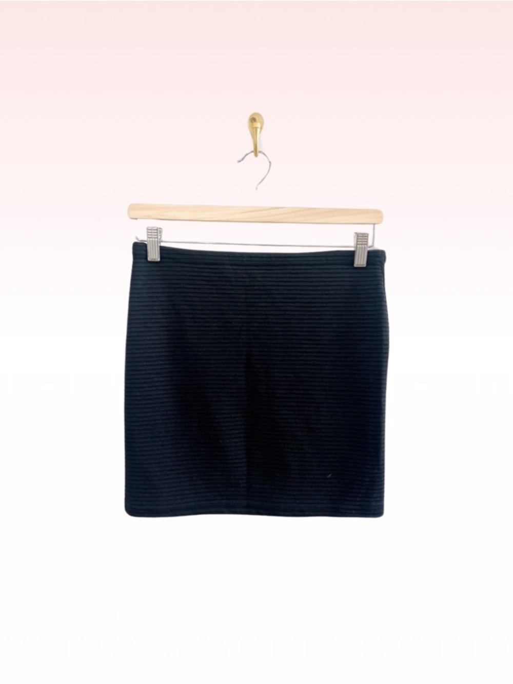 Topshop Black Ribbed Mini Skirt (Sz 6)